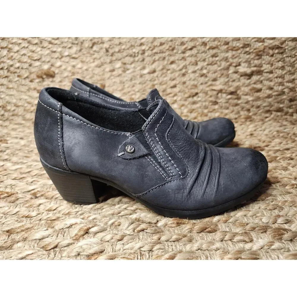 EARTH ORIGINS Women’s 6.5 M Kacie Black Leather Booties Shoes Clogs Slip-On